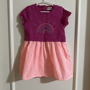 Hatley Girls Size 3T Sunshine Rainbow Pink Striped Dress